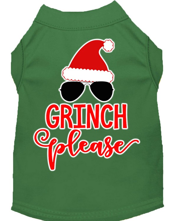 Grinch Please Screen Print Dog Shirt Green XL